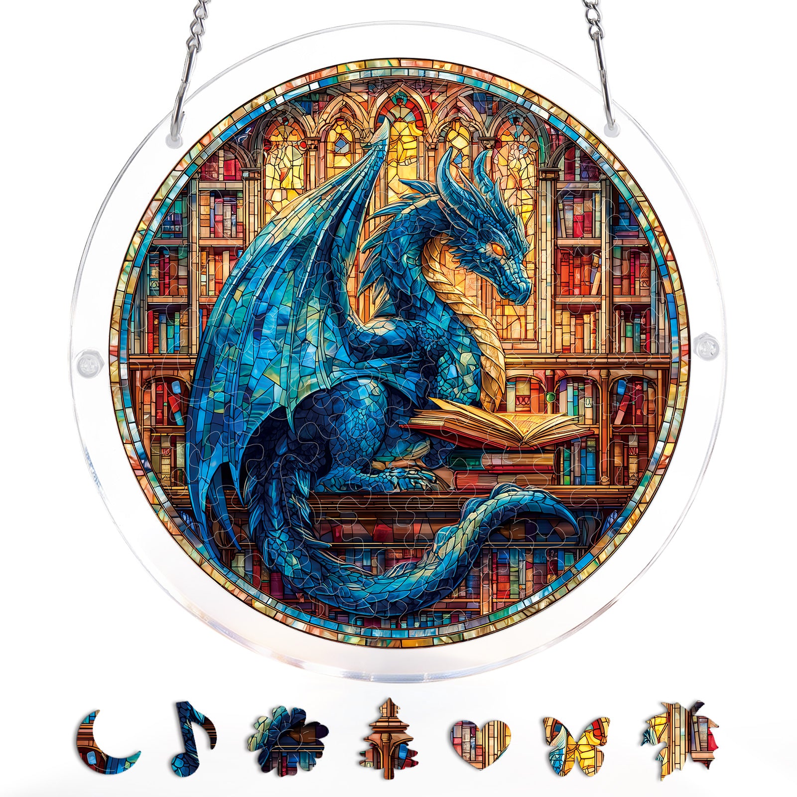 kaayee-suncatcher-puzzle-blue-dragon-library-klein-drache image 3