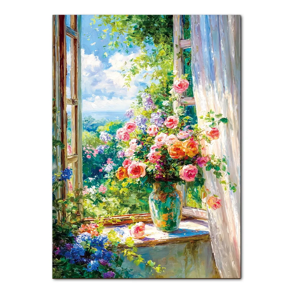 kaayee-cardboard-summer-window-in-bloom-puzzle-1000-teile-eco image 1