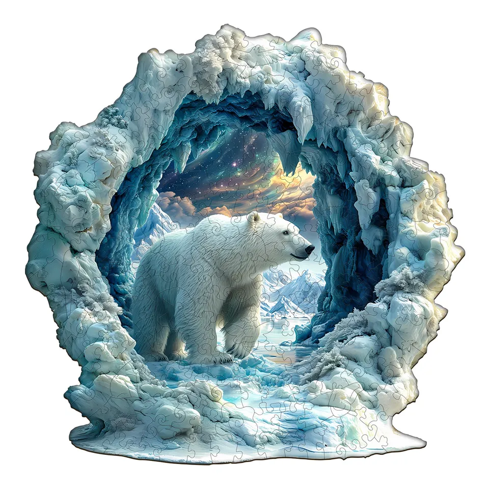 jigfoxy-polar-bear-holzpuzzle-m-190-teile-eisb-r image 1