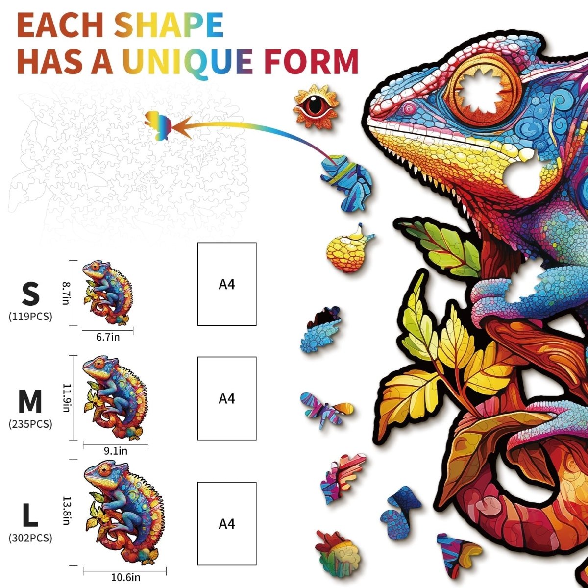 kaayee-wooden-puzzle-colorful-chameleon-holzpuzzle-medium image 3