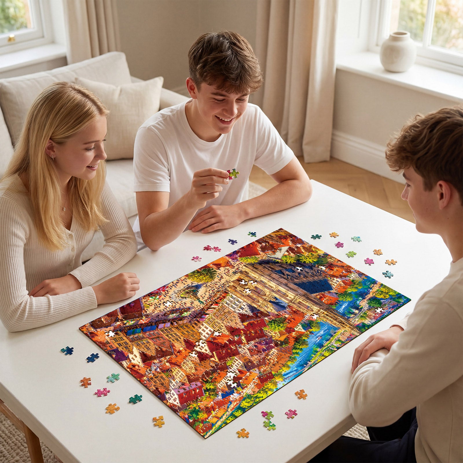 kaayee-clock-kit-sunlit-clocktower-town-1000-teile-puzzle-standard image 4