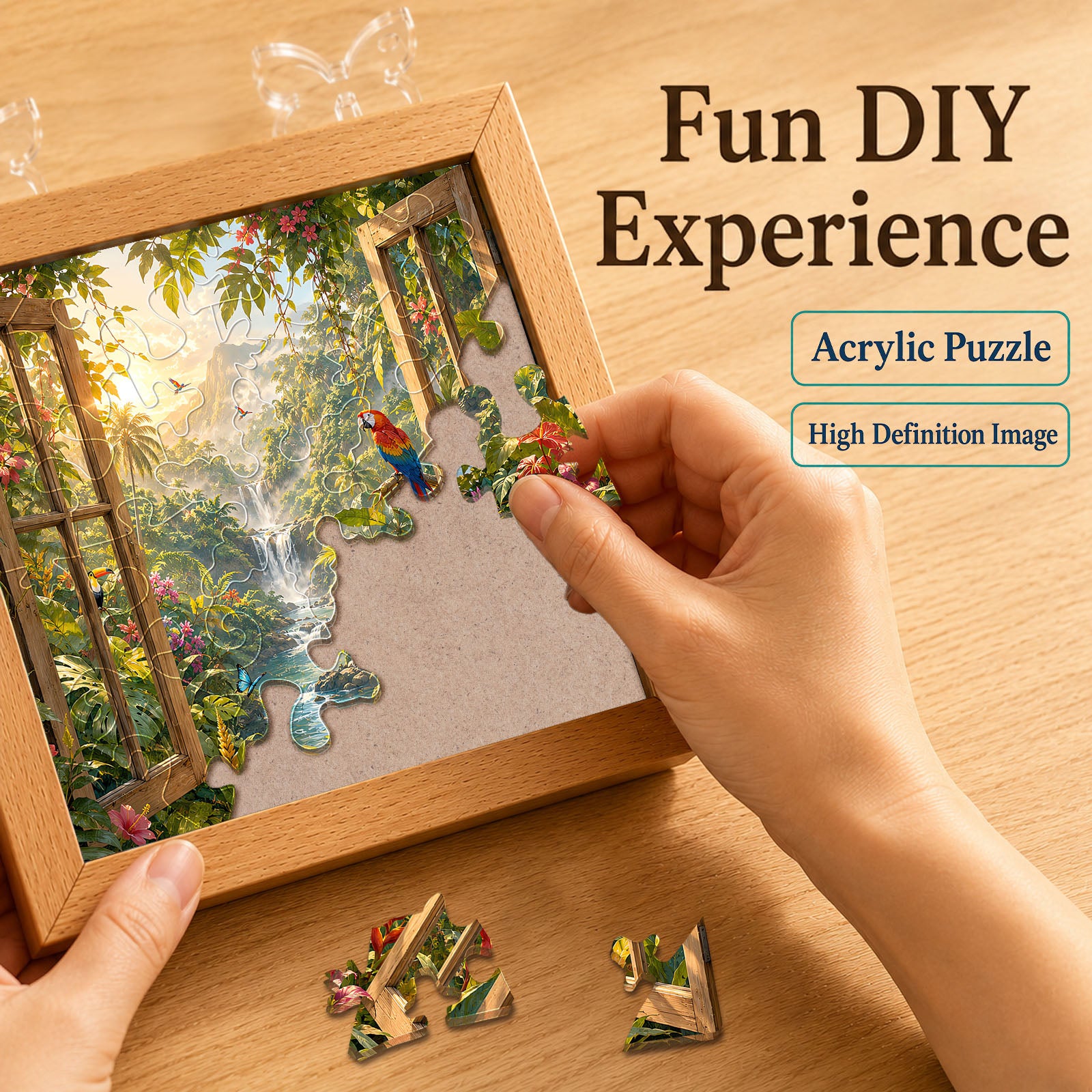 kaayee-jungle-vista-acryl-puzzle-nachtlicht-holzrahmen image 2