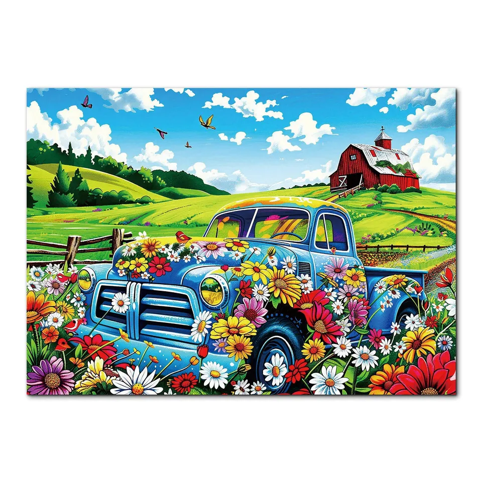 kaayee-cardboard-puzzle-countryside-flower-truck-1000-teile-eco image 1