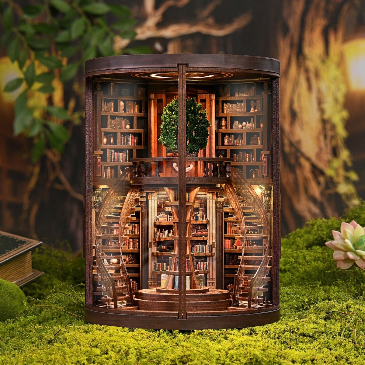 kaayee-wisdom-annual-ring-miniaturhaus-book-nook-holz image 2