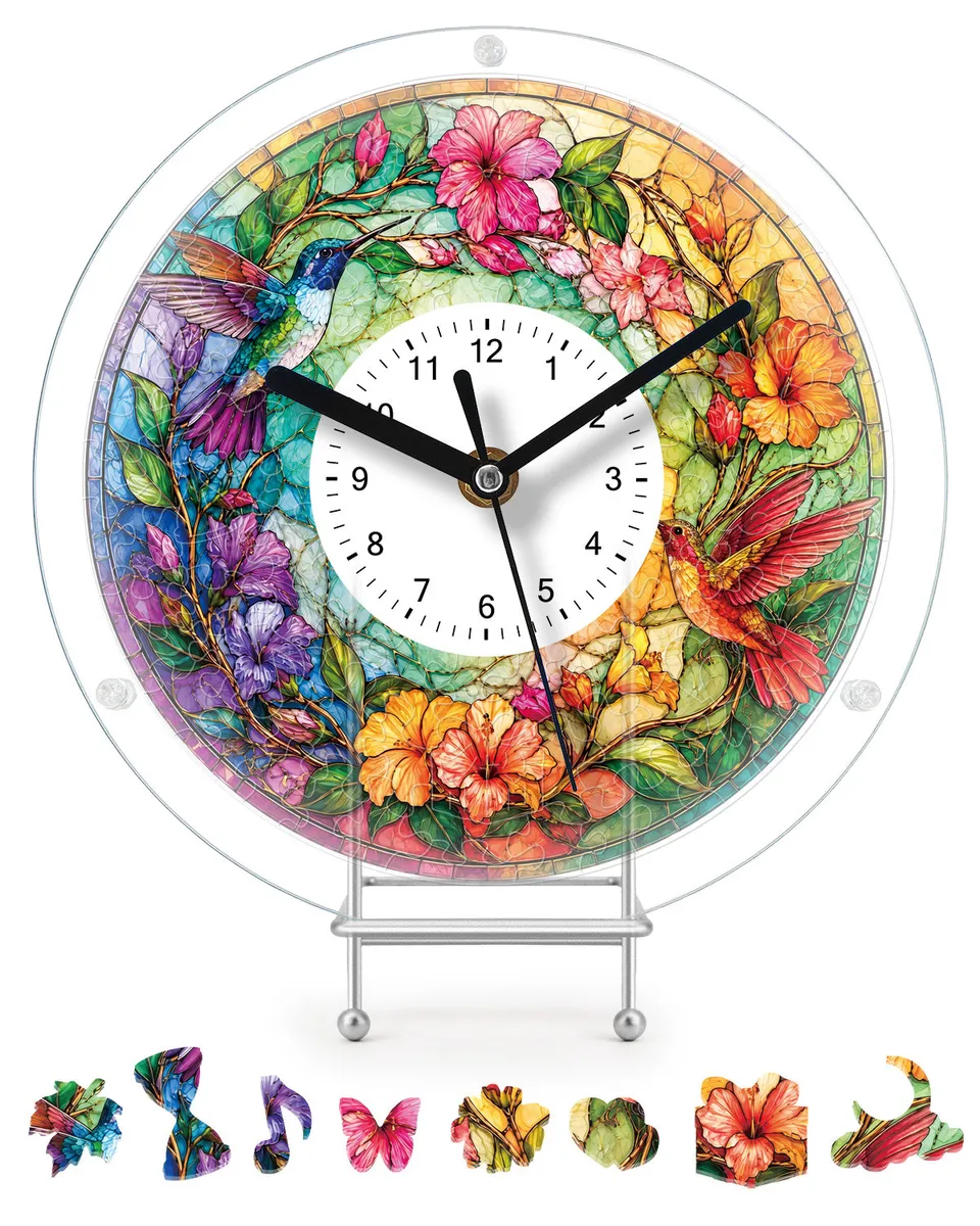 kaayee-clock-kit-hummingbird-paradise-puzzle-uhr-kolibri image 1