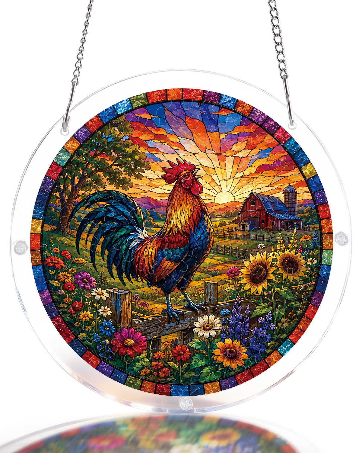 kaayee-suncatcher-puzzle-sunrise-rooster-suncatcher-hahn image 1