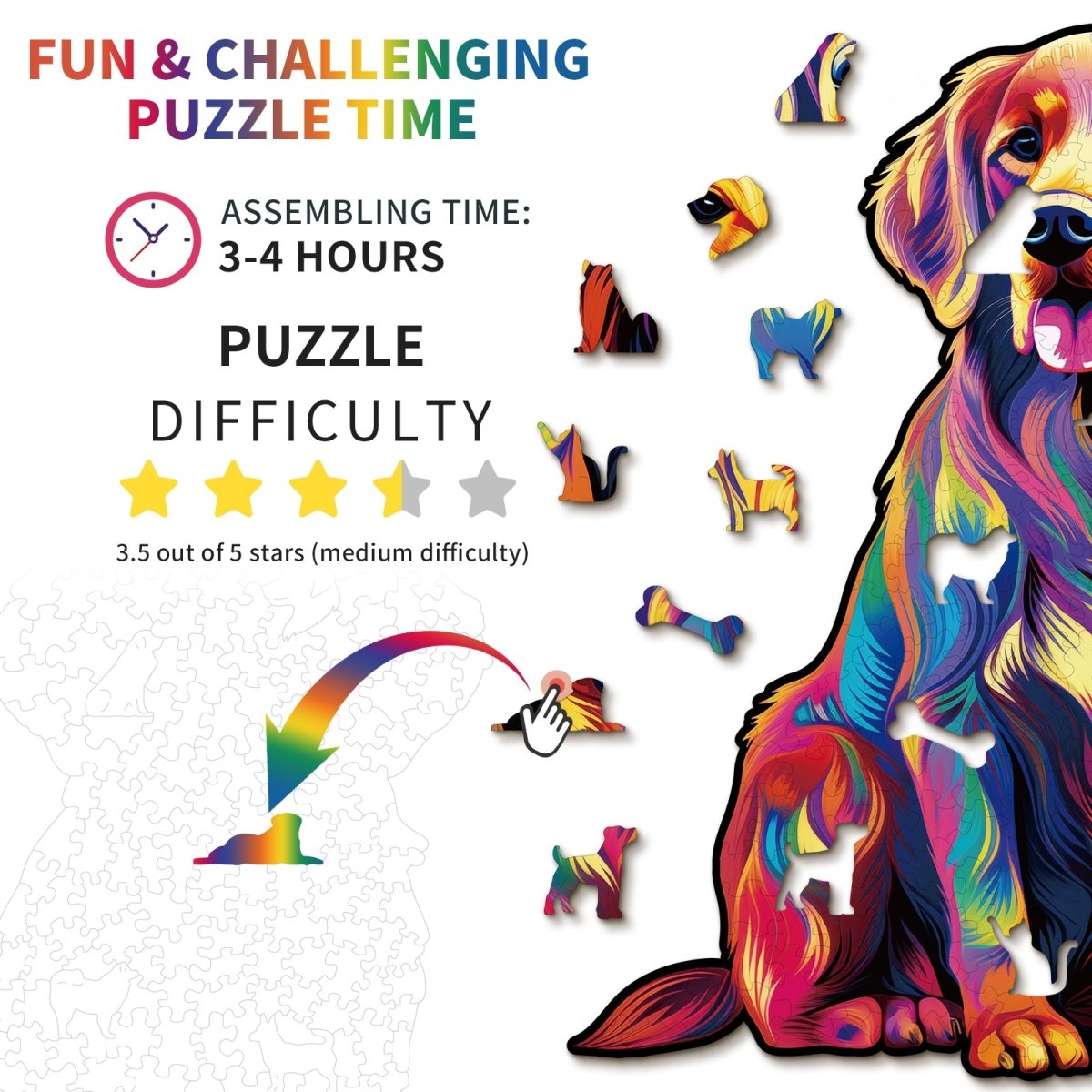 kaayee-wooden-puzzle-smile-golden-retriever-holzpuzzle-bunt-m image 4