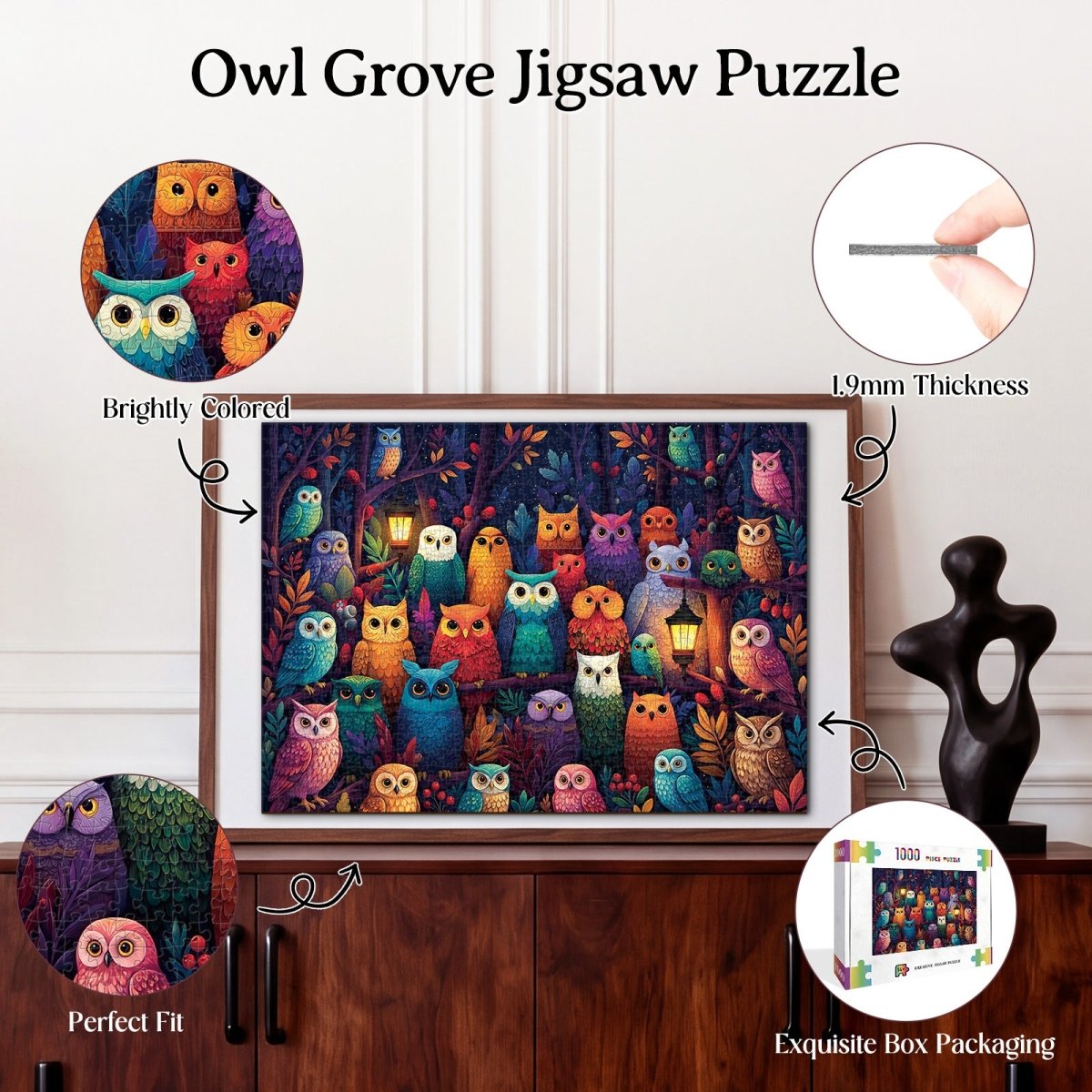 kaayee-owl-grove-1000-teile-kartonpuzzle-eco-white-board-eule image 3