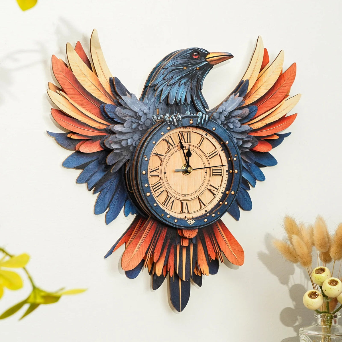 kaayee-clock-kit-raven-wanduhr-rabe-holz-3d-puzzle image 6