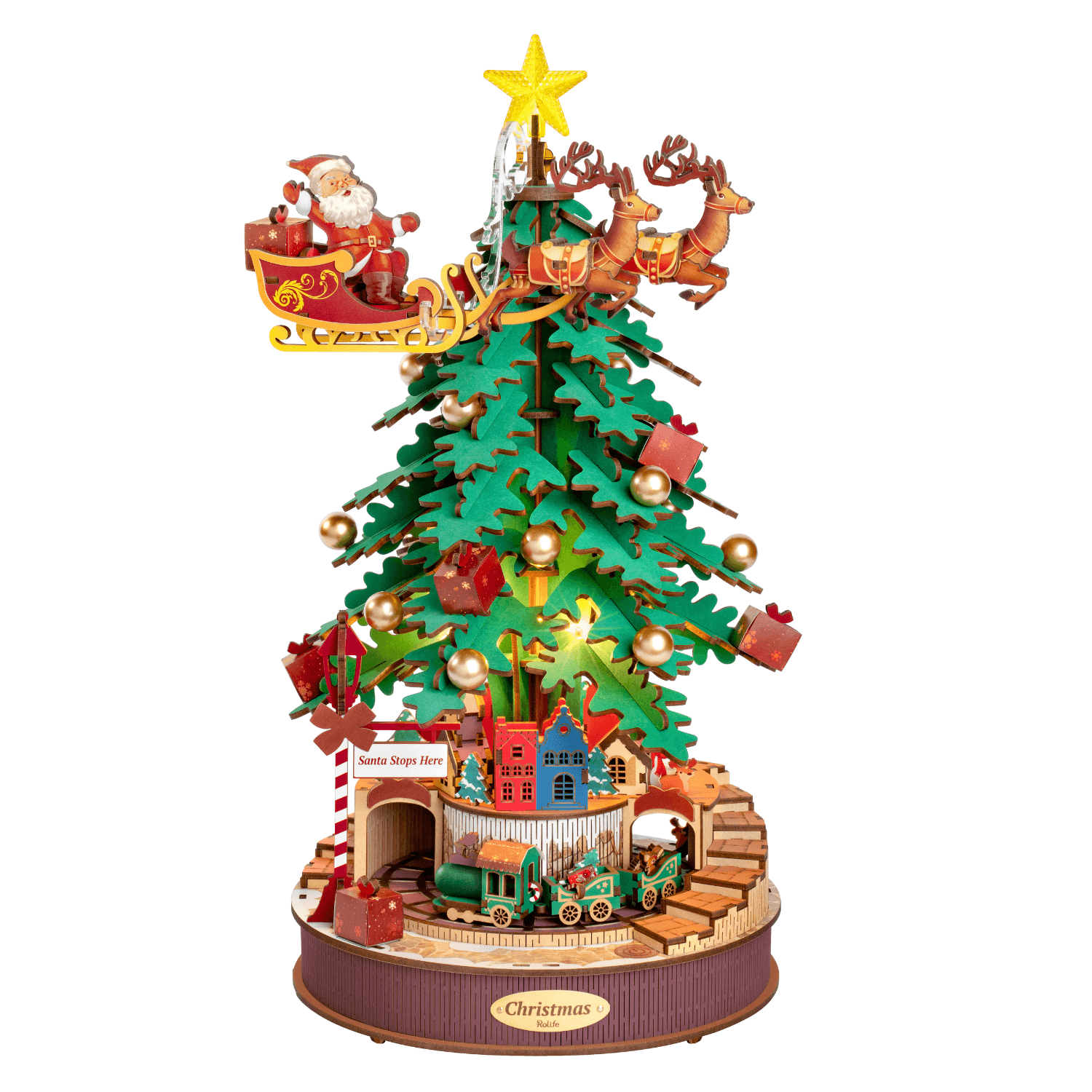 magicholz-mechanischer-bausatz-weihnachtsbaum-mit-melodie-musikbox image 1