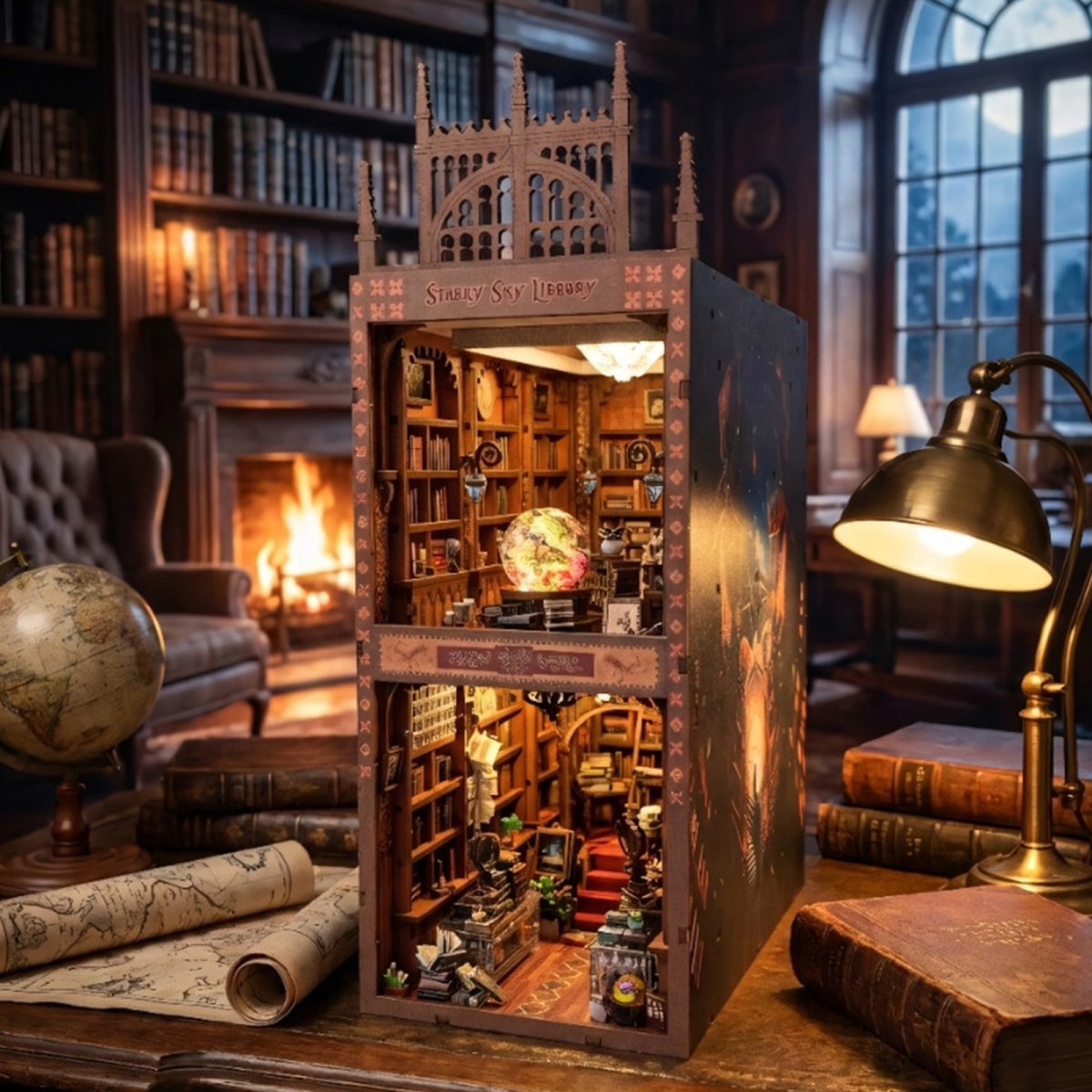 kaayee-book-nook-kit-starry-sky-library-holz-mit-led image 5