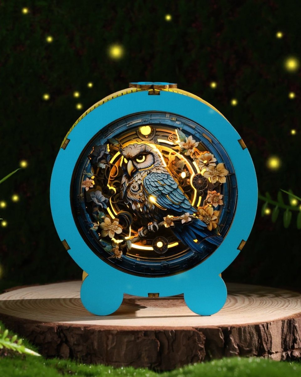 kaayee-night-light-owl-holz-nachtlicht-eule-3d-puzzle-bausatz image 4