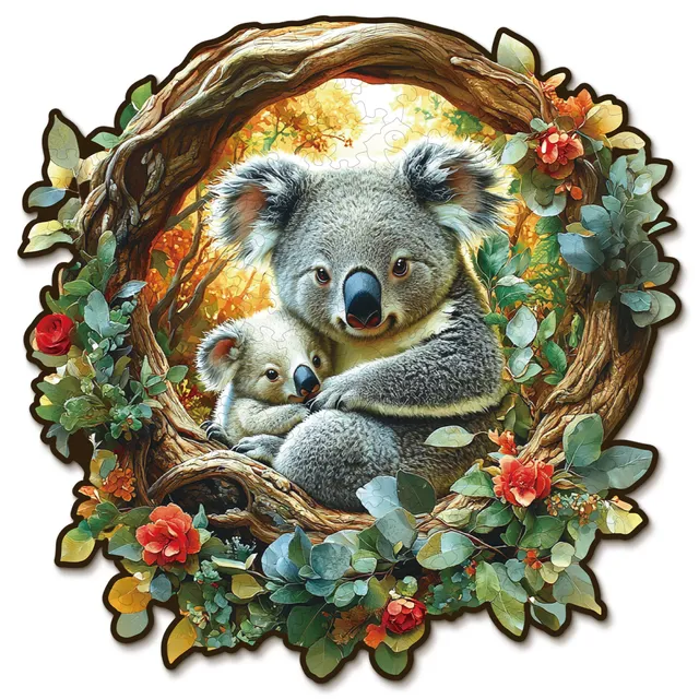 kaayee-koala-holzpuzzle-medium-mutter-kind-blumenkranz image 1