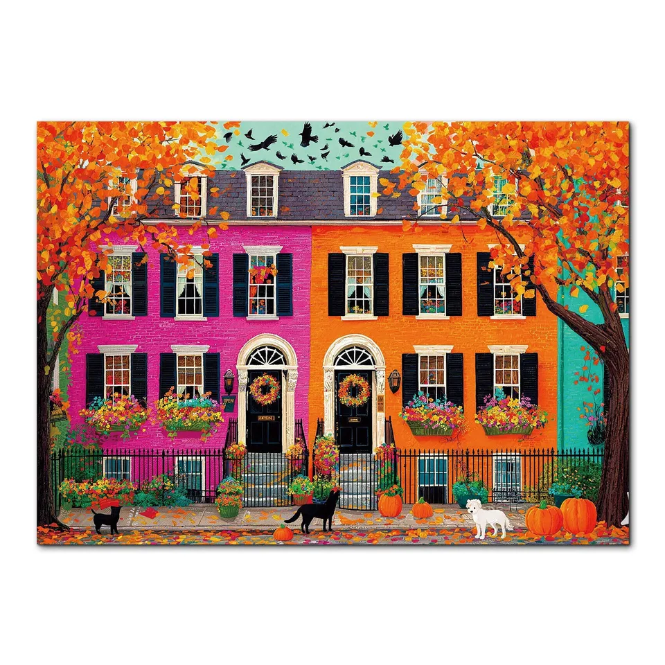kaayee-pumpkin-street-townhouses-1000-teile-puzzle-eco-white-board image 1