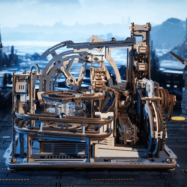 magicholz-mechanischer-bausatz-marble-spaceport-murmelbahn-elektrisch image 1