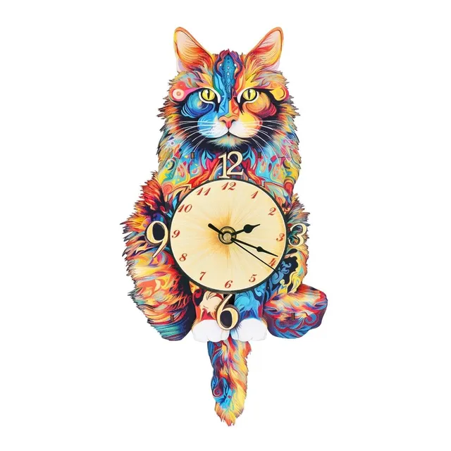 kaayee-clock-kit-maine-coon-cat-holzuhr-bunt image 1