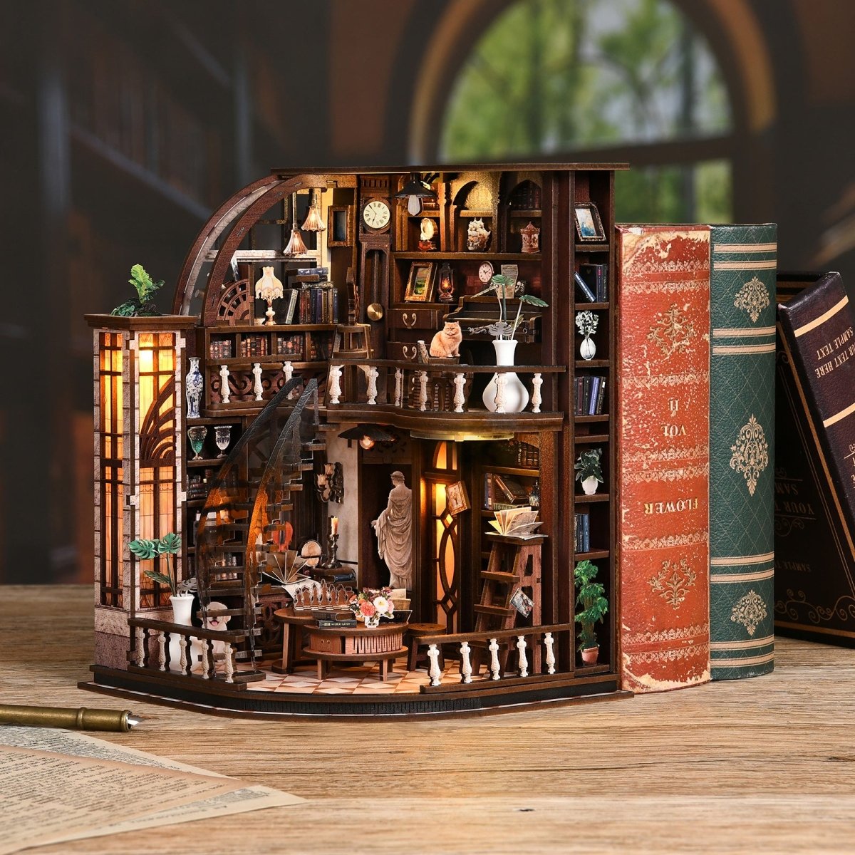 kaayee-bacchus-bookstore-miniaturhaus-bastelset-holz-mit-licht image 3