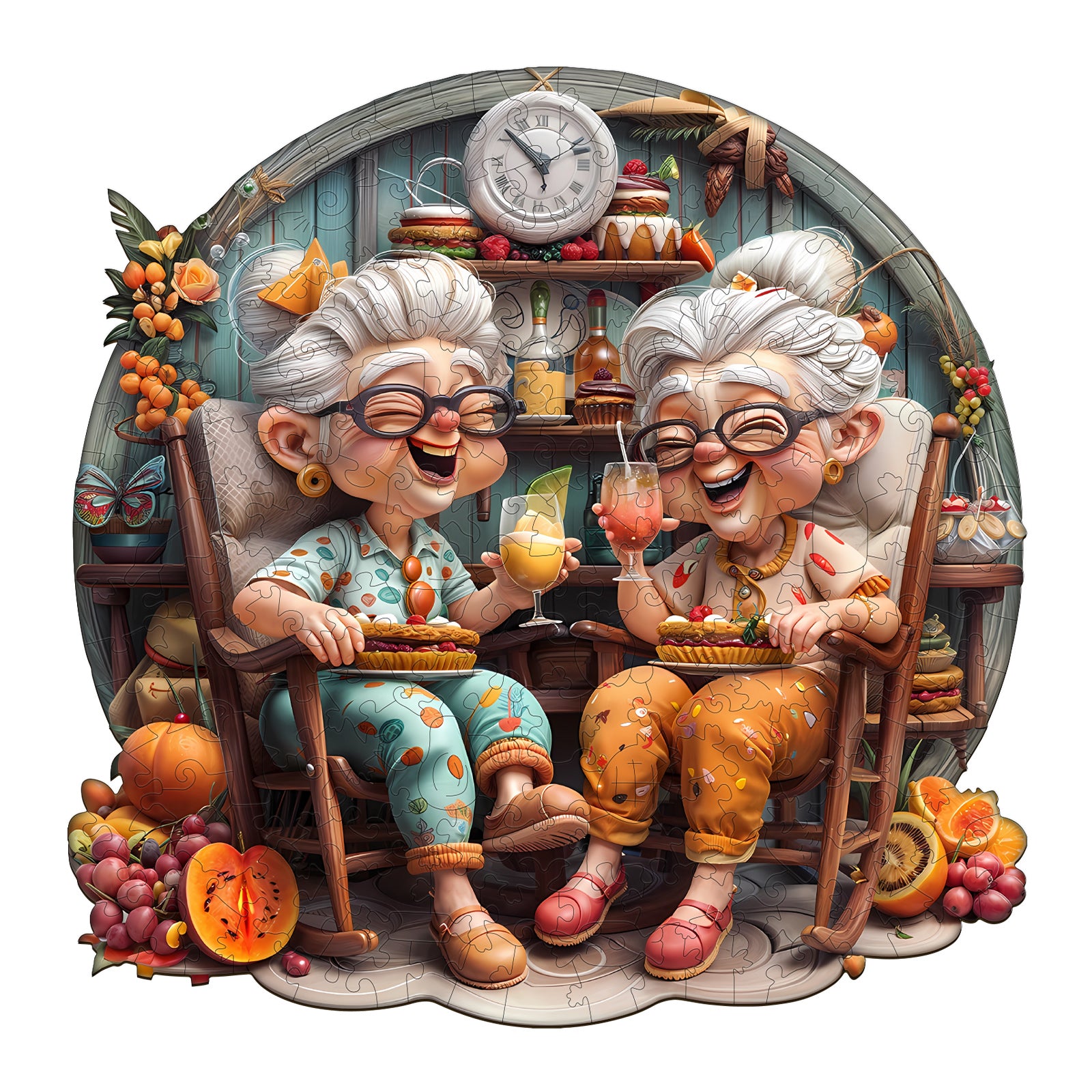 jigfoxy-grandma-s-party-holzpuzzle-s-100-teile-retro image 1