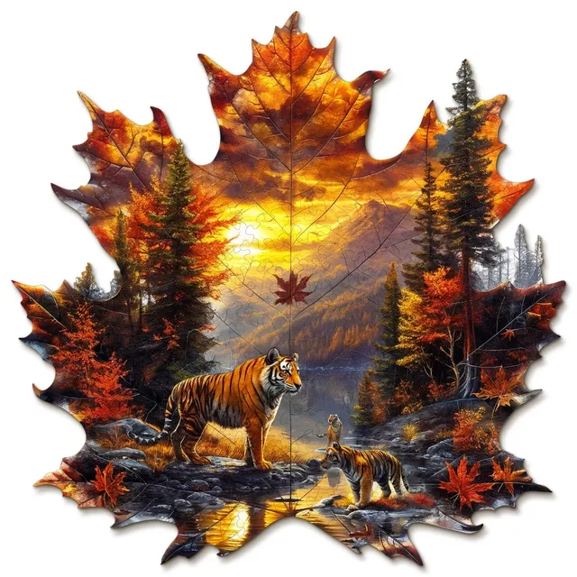 kaayee-wooden-puzzle-maple-leaf-tiger-holzpuzzle-medium image 1