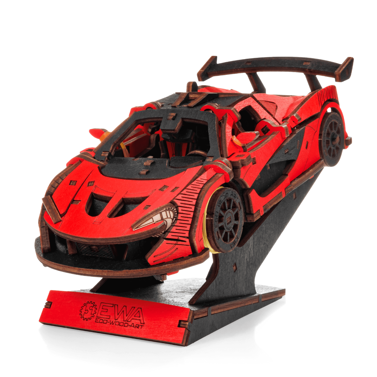 magicholz-mechanischer-bausatz-racing-car-rennauto-rot-holzmodell image 4