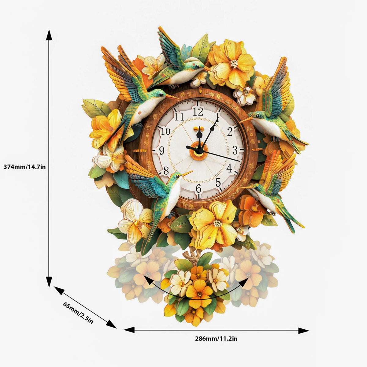 kaayee-clock-kit-hummingbird-holzuhr-kolibri-mit-pendel image 5