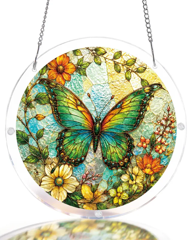 kaayee-suncatcher-emerald-butterfly-acrylpuzzle-medium-falter image 1