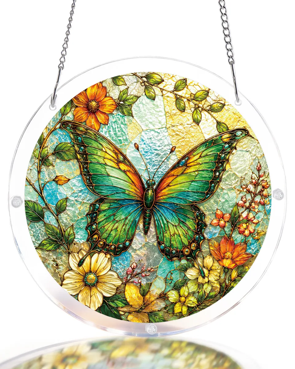 kaayee-suncatcher-emerald-butterfly-acrylpuzzle-medium-falter image 1