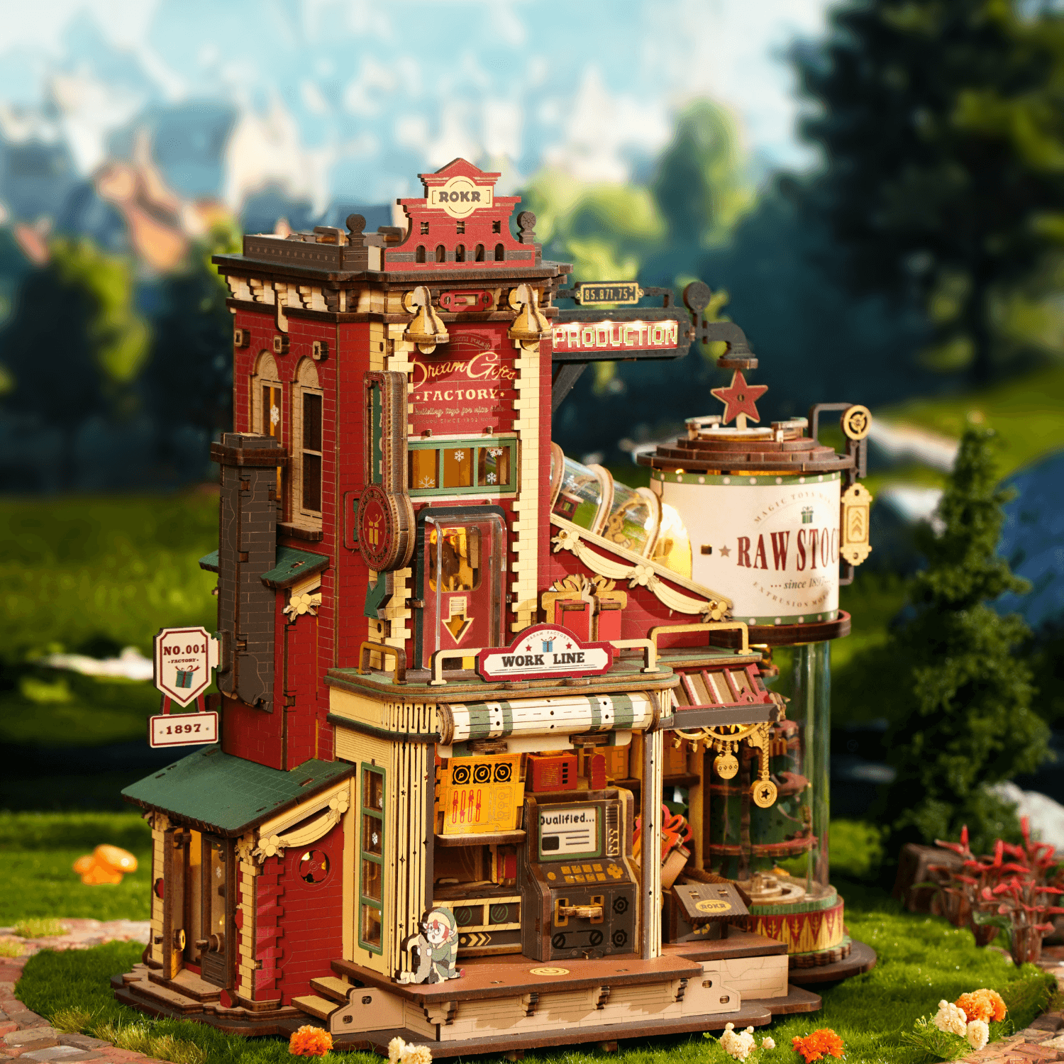 magicholz-miniaturhaus-dream-gift-factory-weihnachten-mit-licht image 6