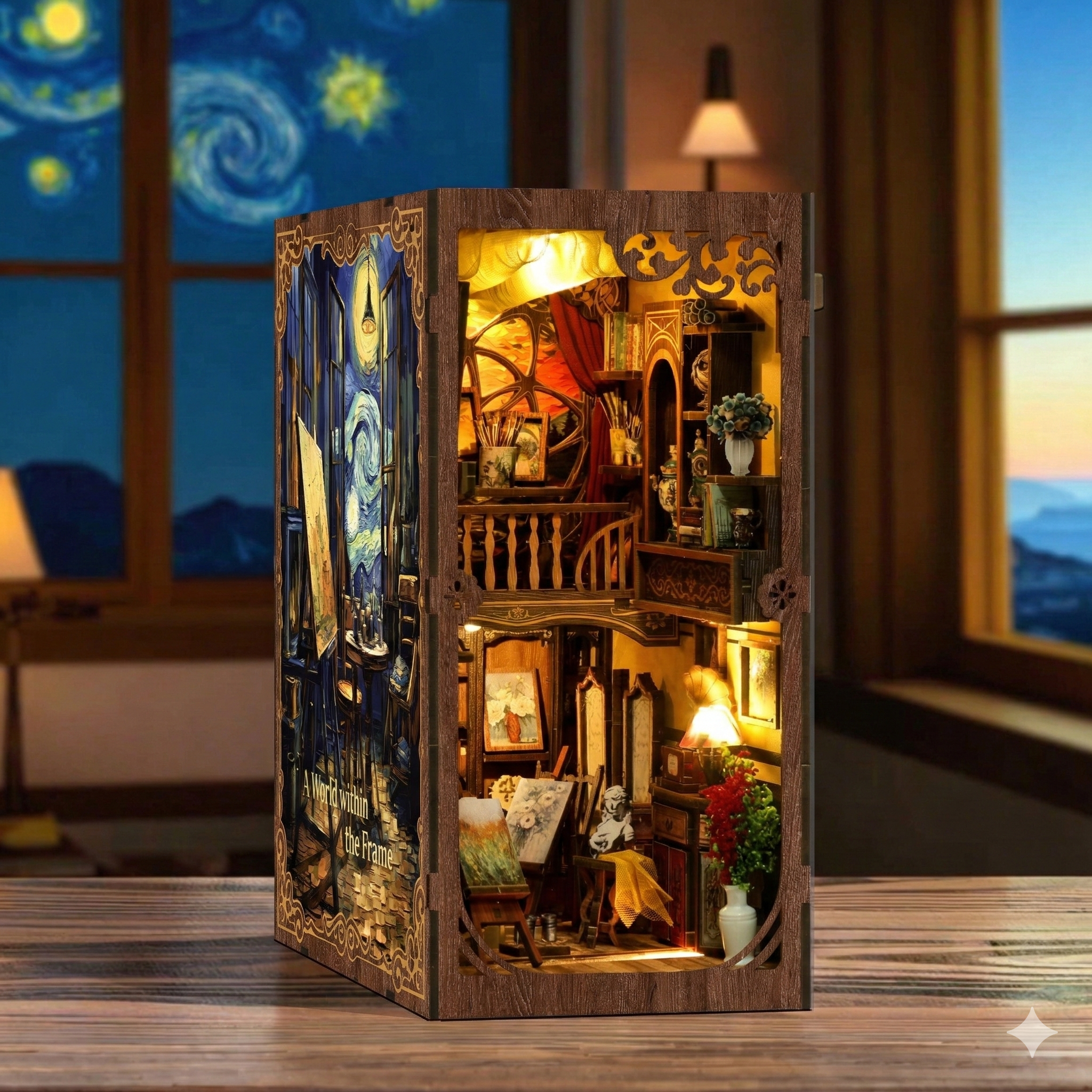 magicholz-book-nook-van-gogh-sternennacht-bastelset-led image 1