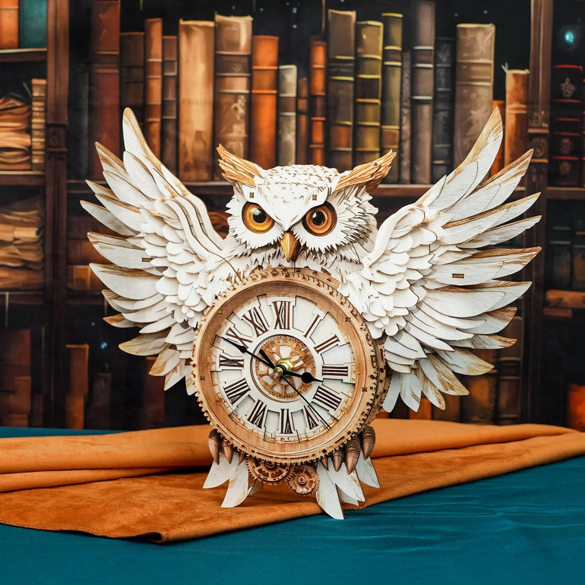 kaayee-snowy-owl-wooden-clock-kit-3d-puzzle-holzuhr-eule image 2