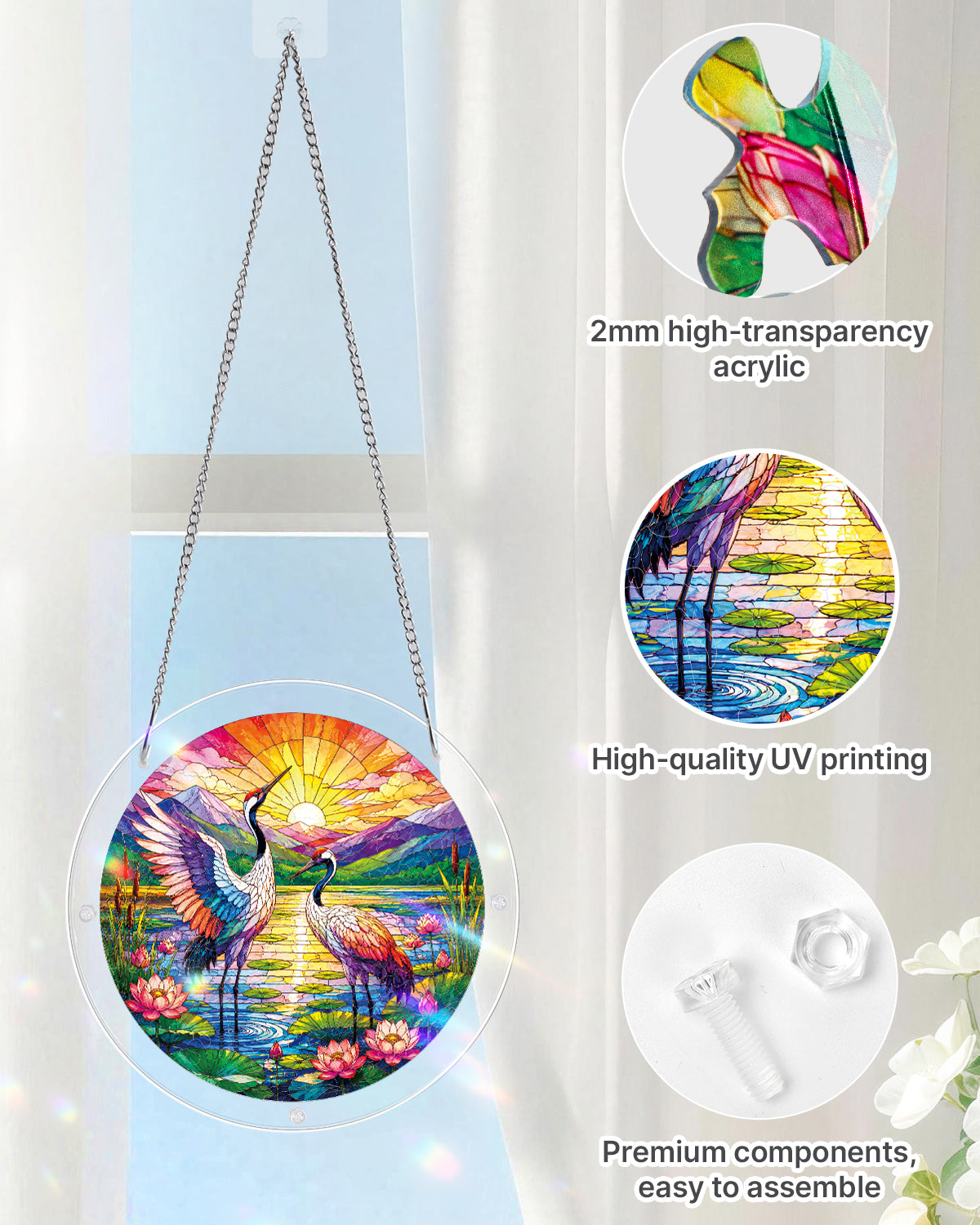 kaayee-suncatcher-puzzle-cranes-at-sunrise-fensterbild-kraniche image 4