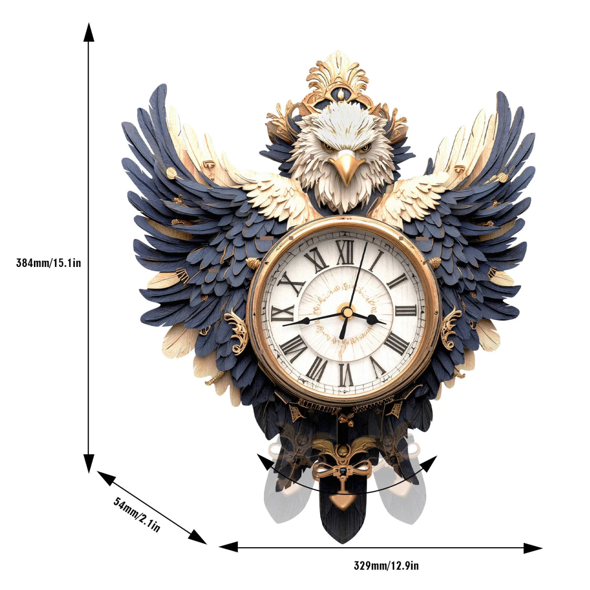 kaayee-clock-kit-eagle-holzuhr-mit-pendel-3d-puzzle image 3