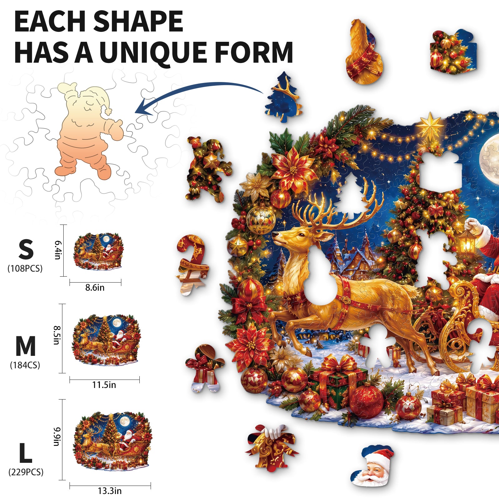 kaayee-moonlit-sleigh-ride-wooden-puzzle-medium image 3