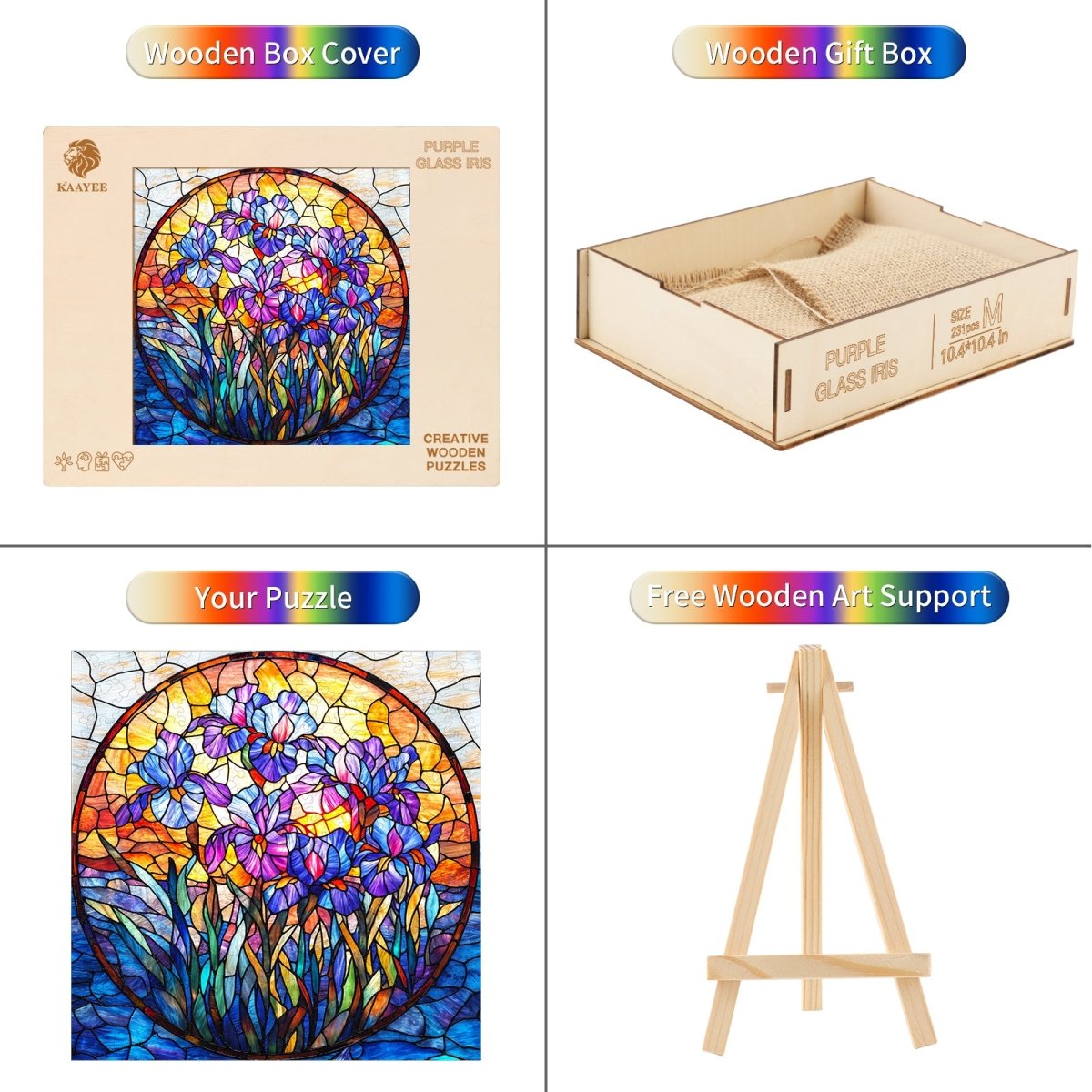 kaayee-iris-holzpuzzle-medium-glasmalerei-lila-bl-ten image 3