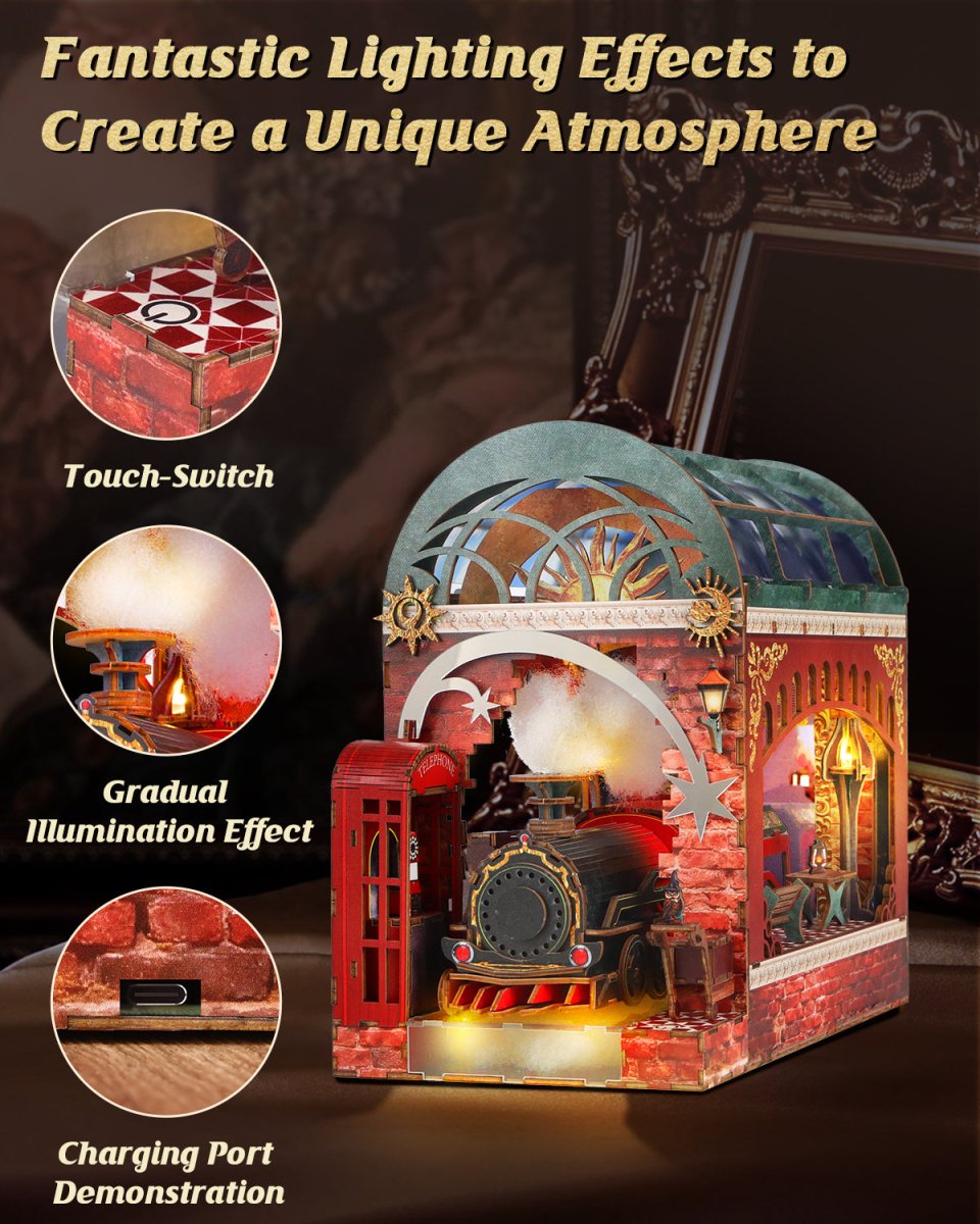 kaayee-book-nook-kit-enchanted-express-booknook-zug-mit-licht image 4