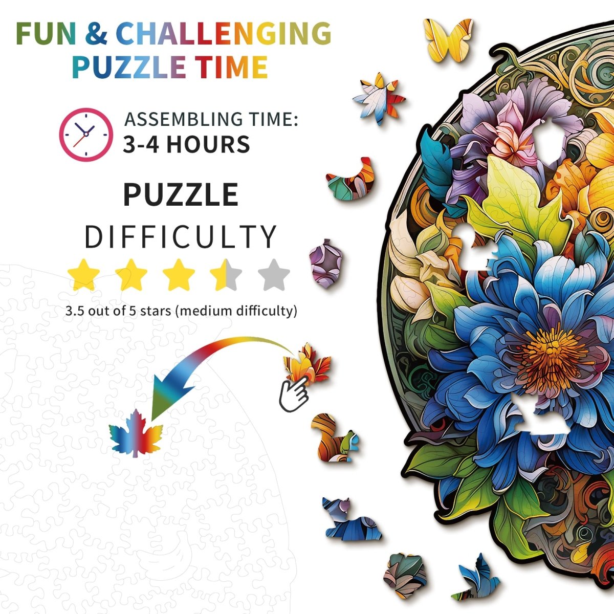 kaayee-wooden-puzzle-prosperous-bloom-holzpuzzle-blumen image 4