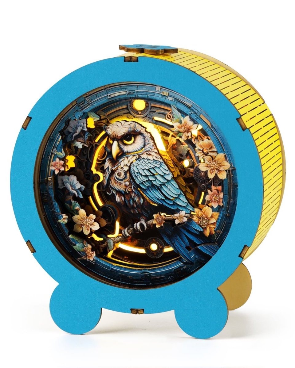 kaayee-night-light-owl-holz-nachtlicht-eule-3d-puzzle-bausatz image 1
