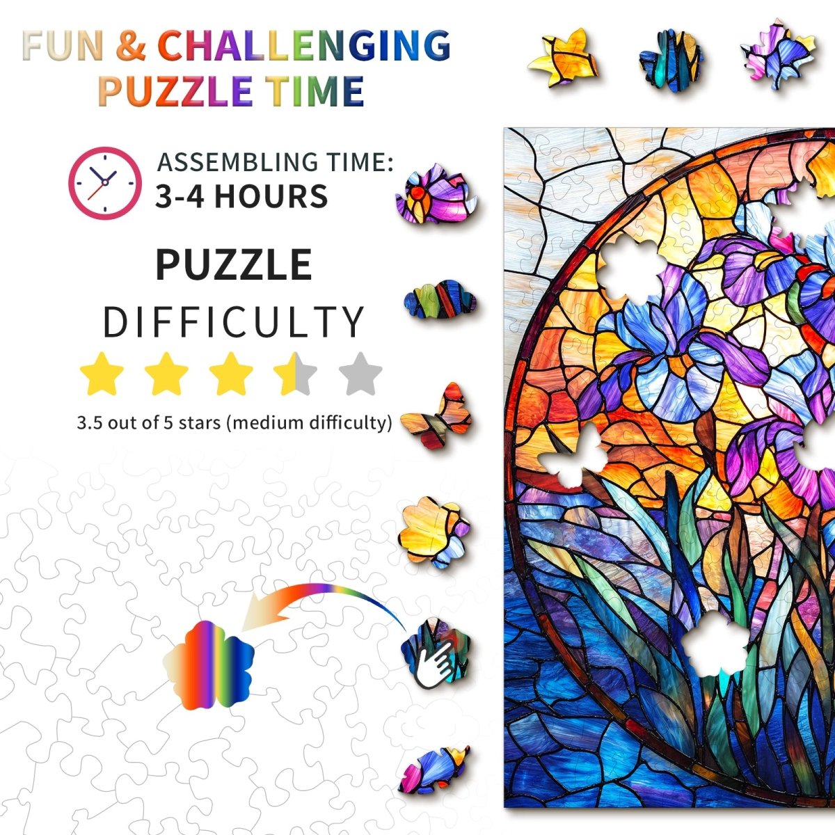 kaayee-iris-holzpuzzle-medium-glasmalerei-lila-bl-ten image 4