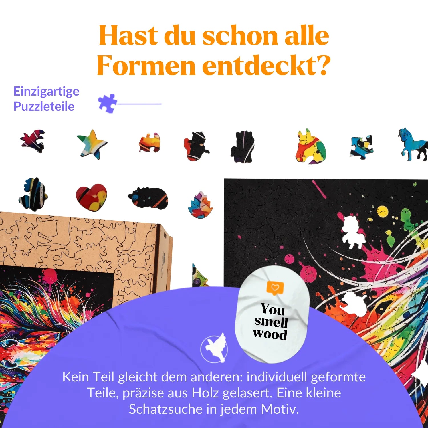 magicholz-buntes-pferd-holzpuzzle-1000-teile image 2