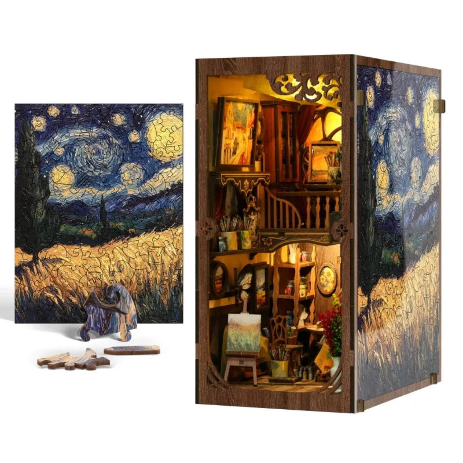 magicholz-book-nook-van-gogh-sternennacht-bastelset-led image 4