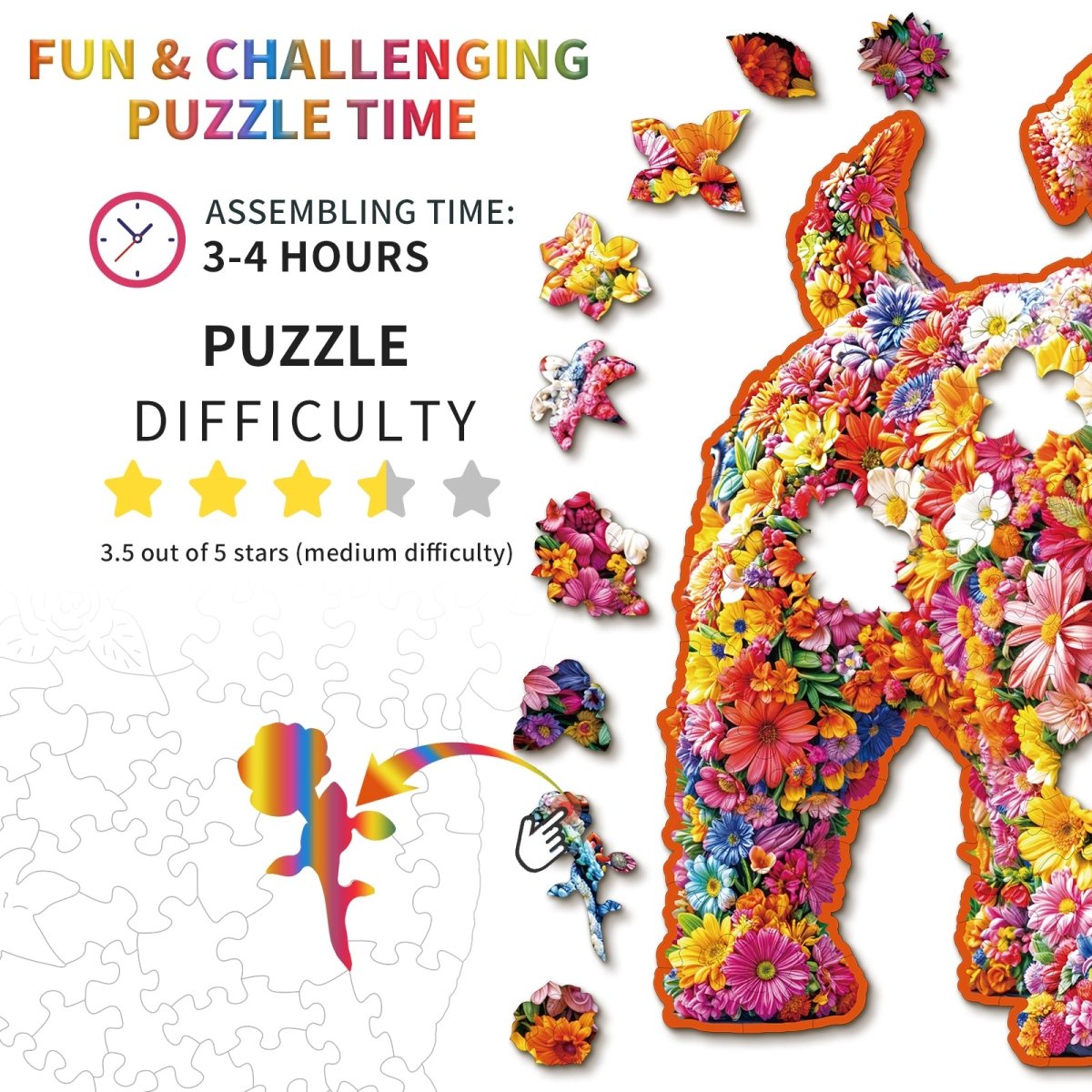 kaayee-wooden-puzzle-flower-dog-medium-holz-bunt image 3