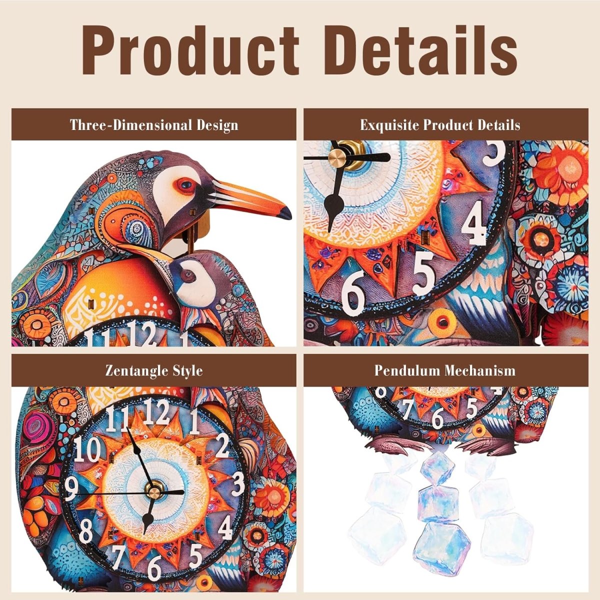 kaayee-clock-kit-penguin-family-holz-puzzleuhr-standard image 4
