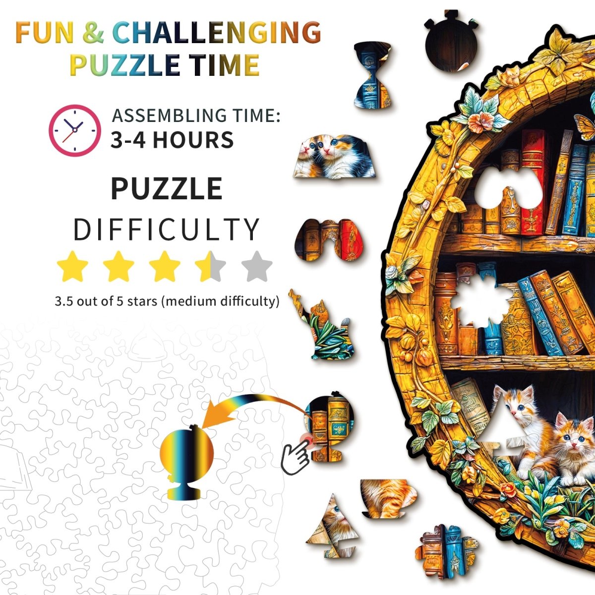 kaayee-3d-readers-paradise-holzpuzzle-medium-katzen image 4