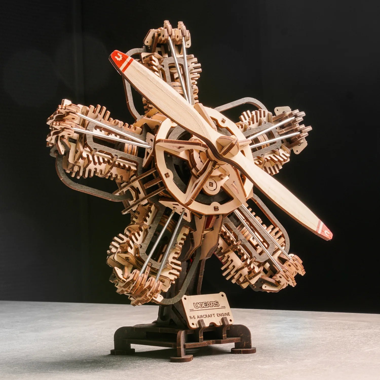 magicholz-mechanischer-bausatz-r-5-flugzeugmotor-holz-470-teile image 1
