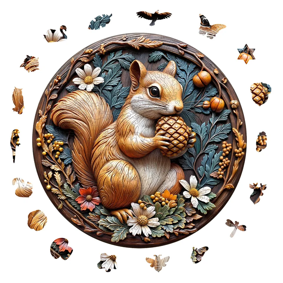 jigfoxy-squirrel-holzpuzzle-100-teile-s-eichh-rnchen image 1