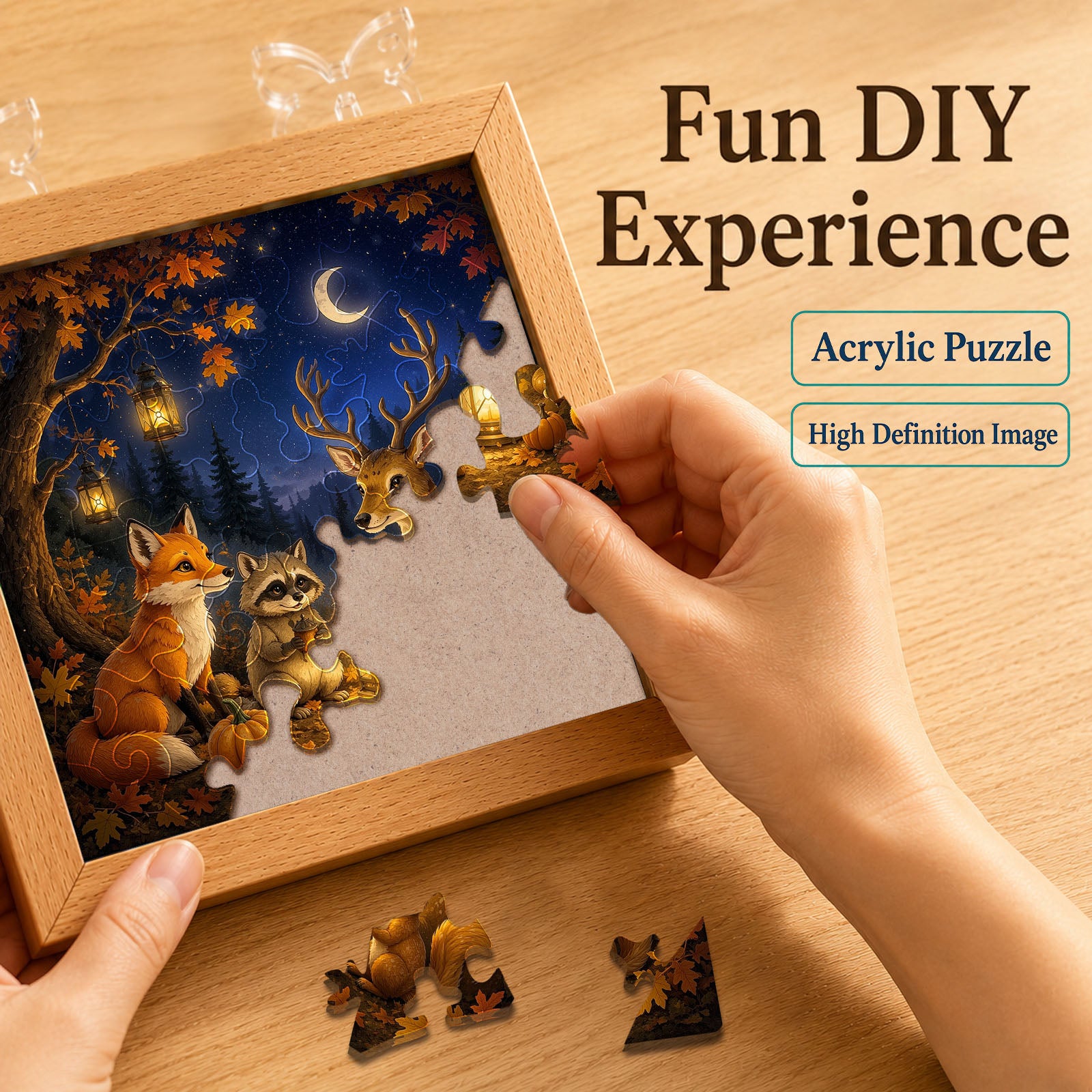 kaayee-night-light-woodland-harvest-acrylpuzzle-leuchte-holzrahmen image 2