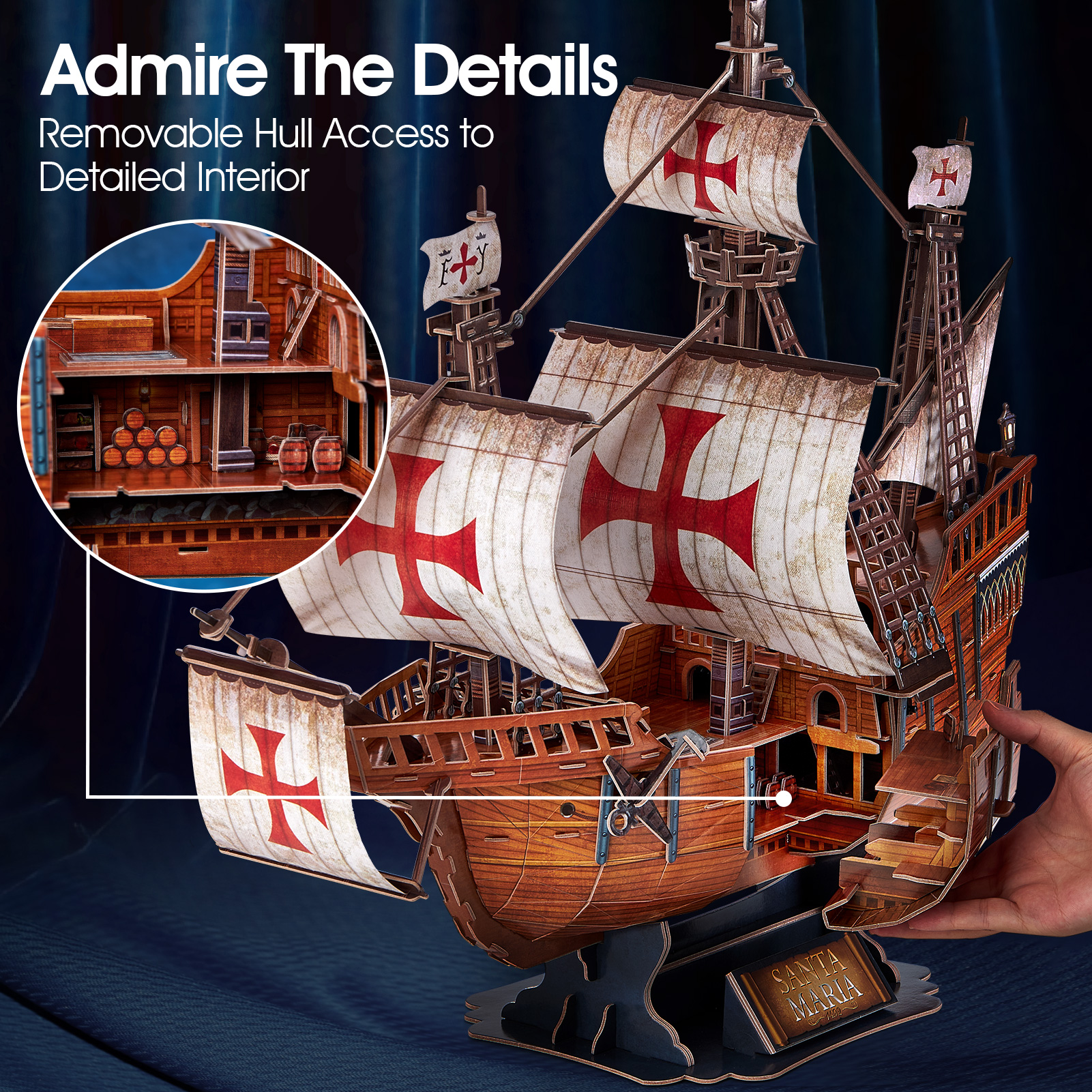 cubicfun-ships-t4038h-santa-maria-schiff-3d-puzzle-204-teile image 3