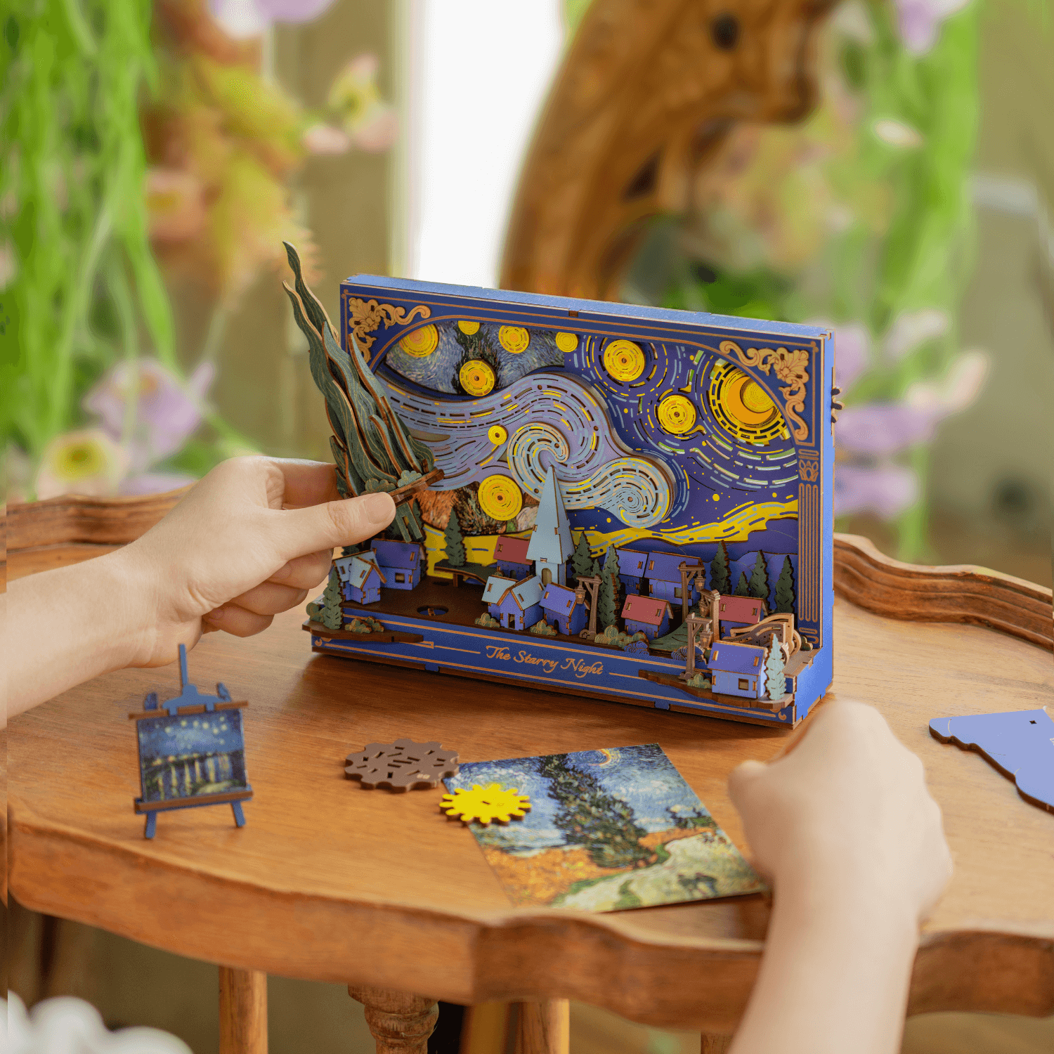 magicholz-book-nook-sternennacht-van-gogh-diorama-mit-led image 3