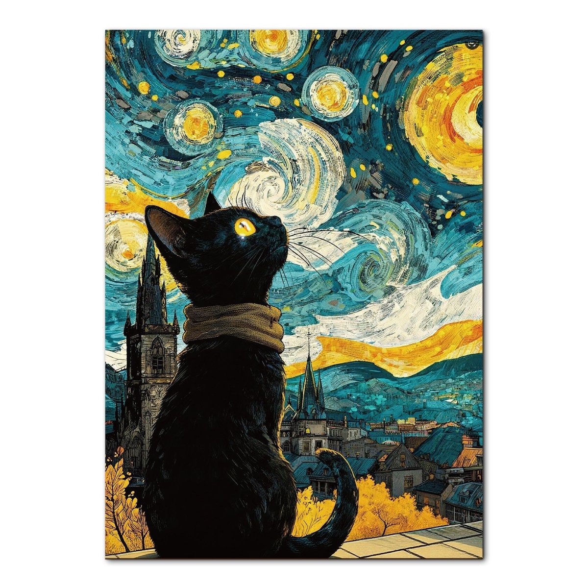 kaayee-cardboard-puzzle-1000-teile-moonlit-black-cat image 1