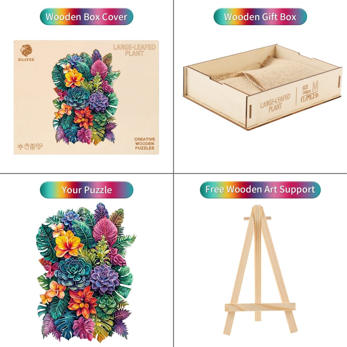 kaayee-wooden-puzzle-large-leafed-plant-holzpuzzle-m image 3